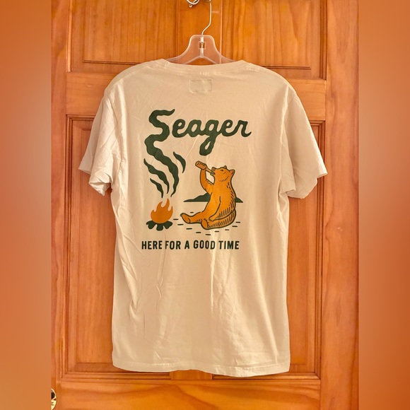 Seager Grit Company "Here for a Good Time" Smokey Cream T-Shirt Size Medium - Picture 1 of 5